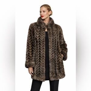 STYLE VI LTD | Chevron Faux Fur Coat